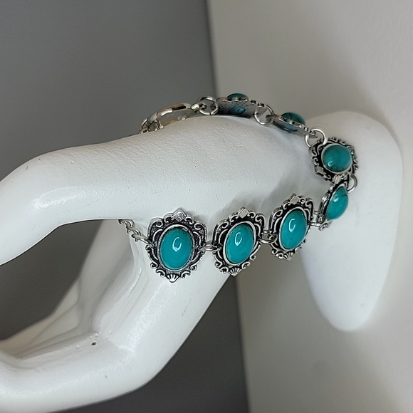 Bohemian Jewelry Set Fashion Faux Turquoise Earrings Bracelet Necklace Boho - Picture 4 of 9